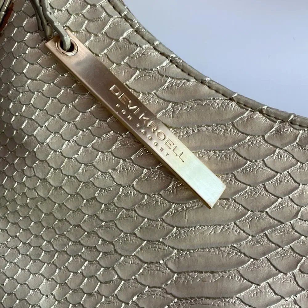 Devi Kroell for Target Hobo Handbag in Gold‎ Faux Snakeskin Metallic Ltd Edtn